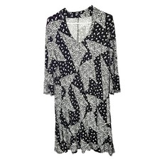 Madison Leigh Boho Patchwork Choker Neck Long Sleeve Midi Dress Womans Size 12