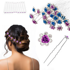 UHONEMY 30pcs Bridal Wedding Hair Pins with Crystal Rose Flower Crystal Diamante