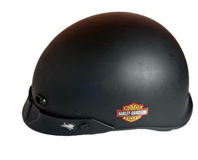 Harley Davidson DOT Half Helmet Matte Black XS 53-54cm KBC w/ Storage Bag