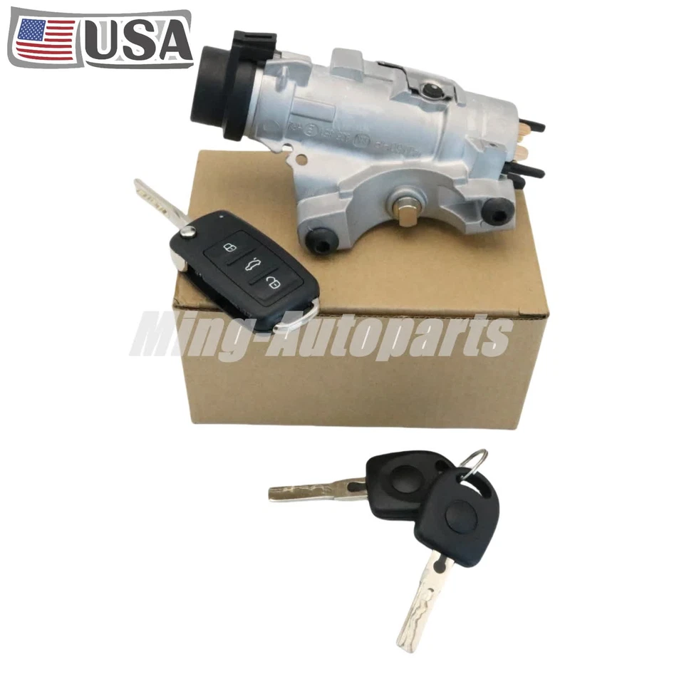 For Volkswagen Jetta Passat Ignition Lock Cylinder Assembly W/ Key Shells - Image 3 of 4