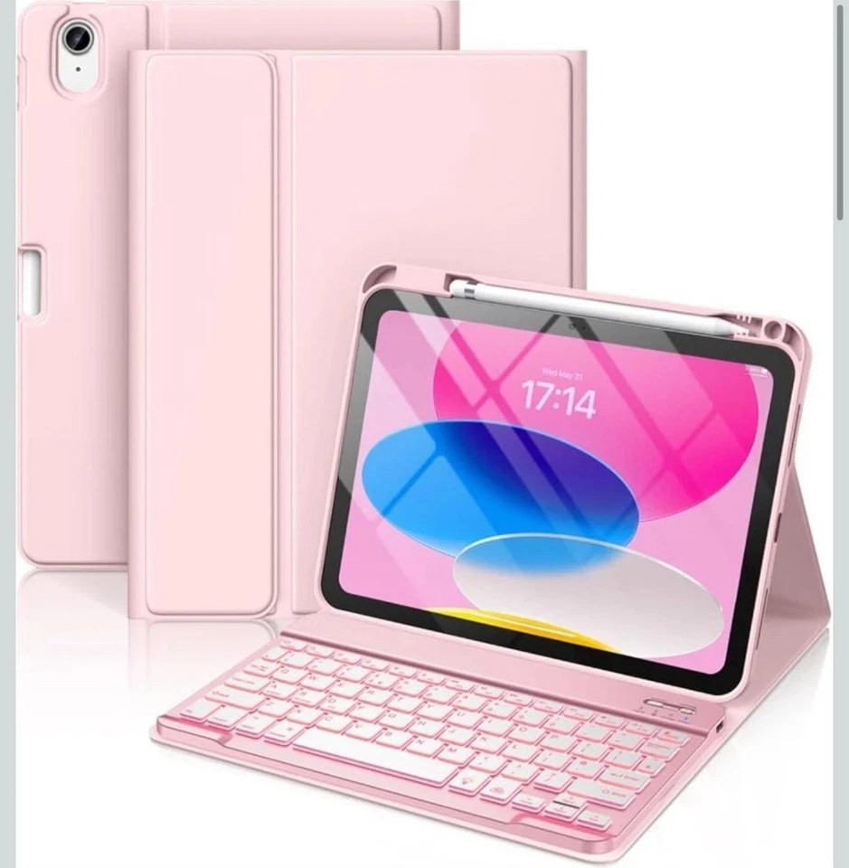 Folio Keyboard Cover Stand 7 Color Backlit Detachable Case For iPad A16 10.9/11” - Image 4 of 4