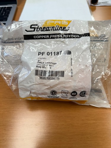 Mueller Streamline PF 01187 2" Copper Press x MPT Male Threaded Adapter — New