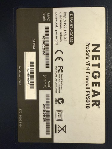 Netgear ProSafe VPN Firewall FVS318 – 8-Port Router, VPN, Firewall - Bild 4 von 5