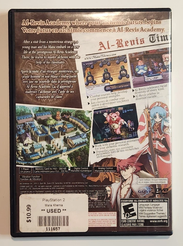 Mana Khemia: Alchemists of Al-Revis (Sony PlayStation 2, 2008) No Manual - Image 2 of 4