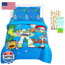            Toy Story Twin Bedding Set - And Woody Bedspread Flat Sheet Fitted
