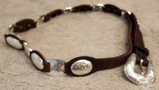 Tony Lama USA Western Brown Leather Silver Concho Belt Sz 30