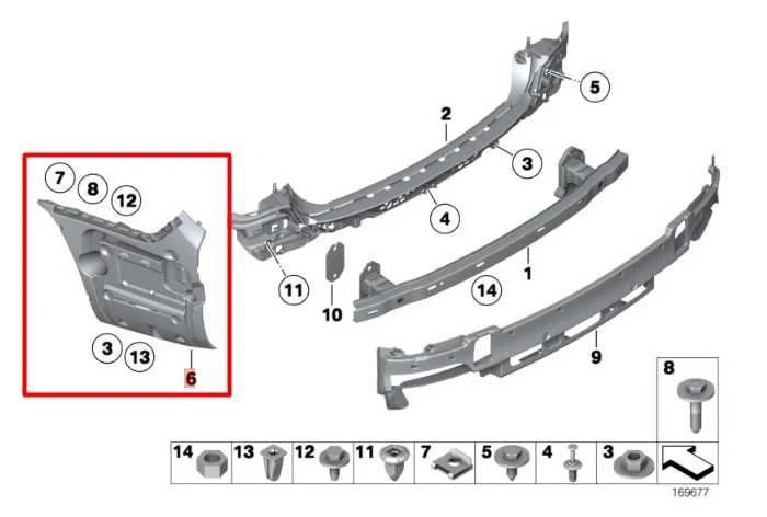 10-15 BMW 750Li xDrive 4.4L AWD Parachoques Trasero Lado Izquierdo Soporte Panel Montaje Foto 2 de 4