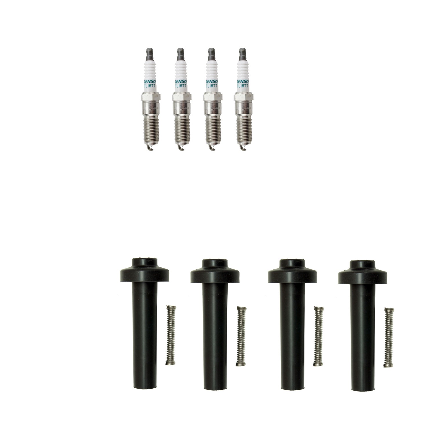 Denso 4 Iridium Spark Plugs  NGK 4 Coil Boots Kit for Ion L100 L200 L4 2.2L