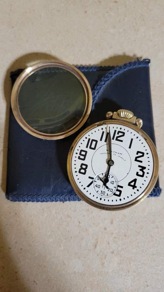 1948 Waltham VANGUARD Railroad Grade Pocket Watch 23J 16s Model 1908 KEEPS TIME - Image 3 of 4