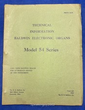 Original Baldwin Organ Technical Manual / Model 54 Series