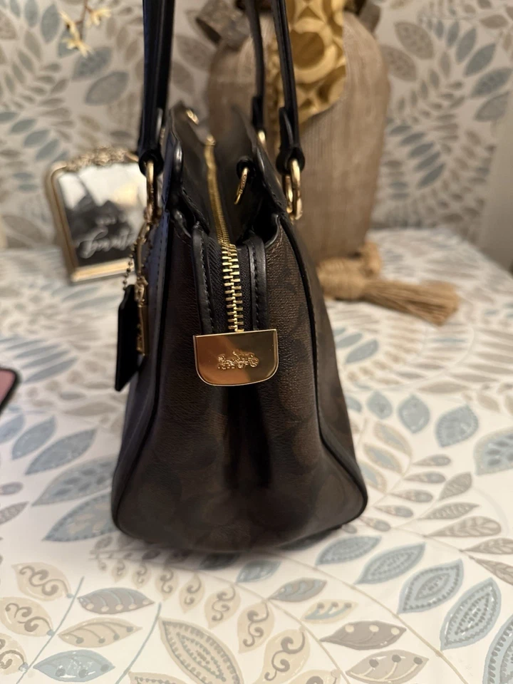Bolso Bandolera Coach Kailey Carryall Marrón Negro Firma *AUTÉNTICO* Foto 4 de 4