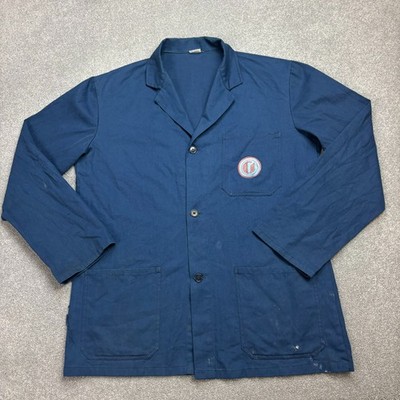 Französische Jacke Erwachsene Large blau Vintage Arbeitskleidung Canvas Hausa...