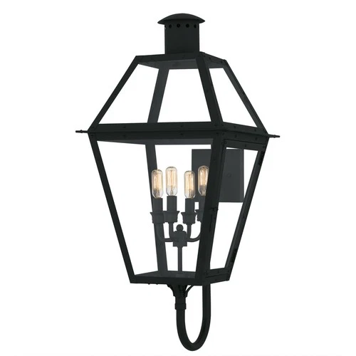 Earth Black Outdoor Wall Lantern from the Rue De Royal Collection - Picture 1 of 5