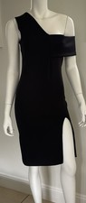 Maurie & Eve Short Cocktail Dress Size 8 Black Stretch Polyester Sleeveless Slit