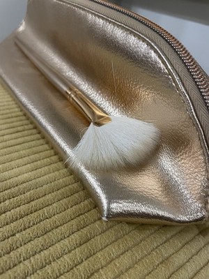 MORPHE Gold Makeup Cosmetic Bag and Fan Brush Used