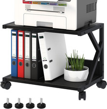 Desktop Printer Stand with 2 Tier Wood Storage Shelves,Under Desk Printer