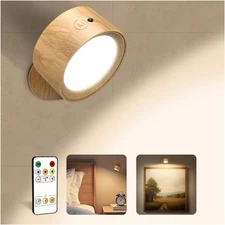 LED Wall Mounted Lights, Rechargeable Wall Sconces Lamp, 3 Color Temps & Remote 