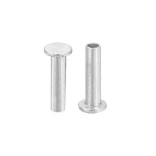 50Pcs 2.5mm x 10mm Aluminum Flat Head Semi Tubular Rivets Silver Tone