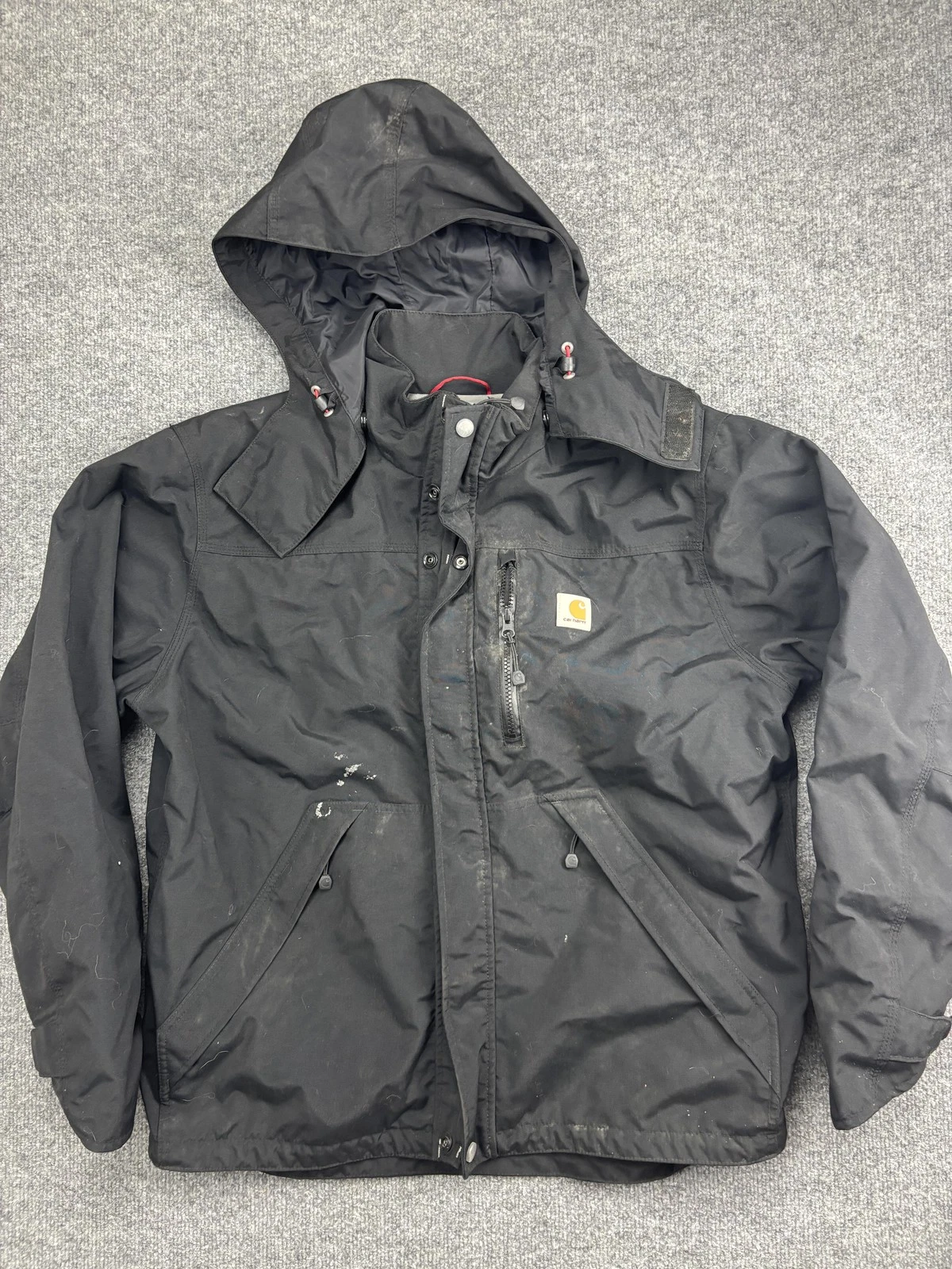Carhartt J162 Jacket Mens Medium Black Storm Defender Hooded Waterproof Work
Opens in a new window o