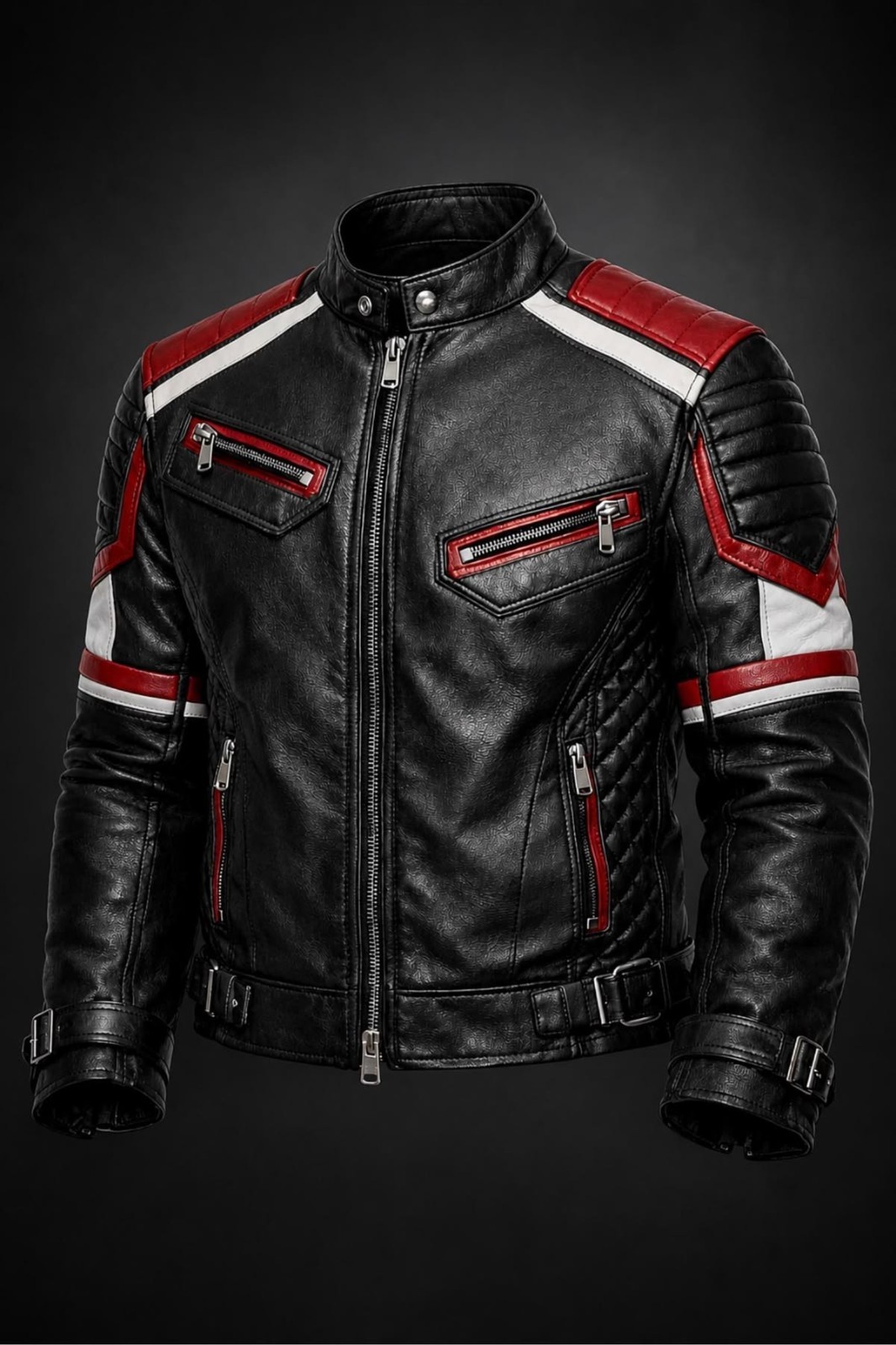 Chaqueta de cuero hecha a medida para carreras de motos