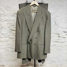 VTG Pierre Cardin 2 Piece Suit Gray Double Breasted Made in USA 44 Coat 38 Waist