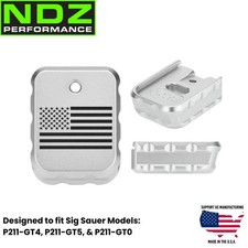 NDZ Sig P211 Extended Magazine Base Plate Laser Engraved Silver Aluminum 9mm