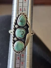 Vintage Silver Navajo Turquoise Stone Ring W/Triple Setting Size 7.5