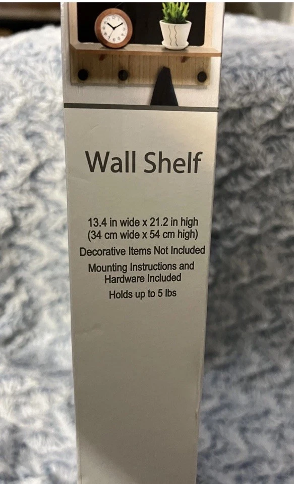 Chalkboard Calendar Wall Decor Display Shelf W/4 Hooks LARGE Wall-Mounted Wood - Image 3 of 4