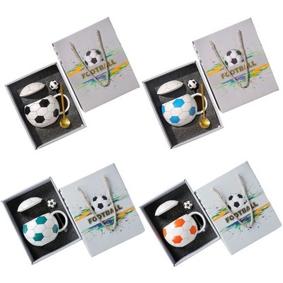 Ceramic Drinking Cup With Soccer Designs 400ml Coffee Mug For Sports Enthusiasts