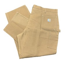 Carhartt B01 BRN Double Knee Dungaree Fit Canvas Duck 48x32 Faded USA Made