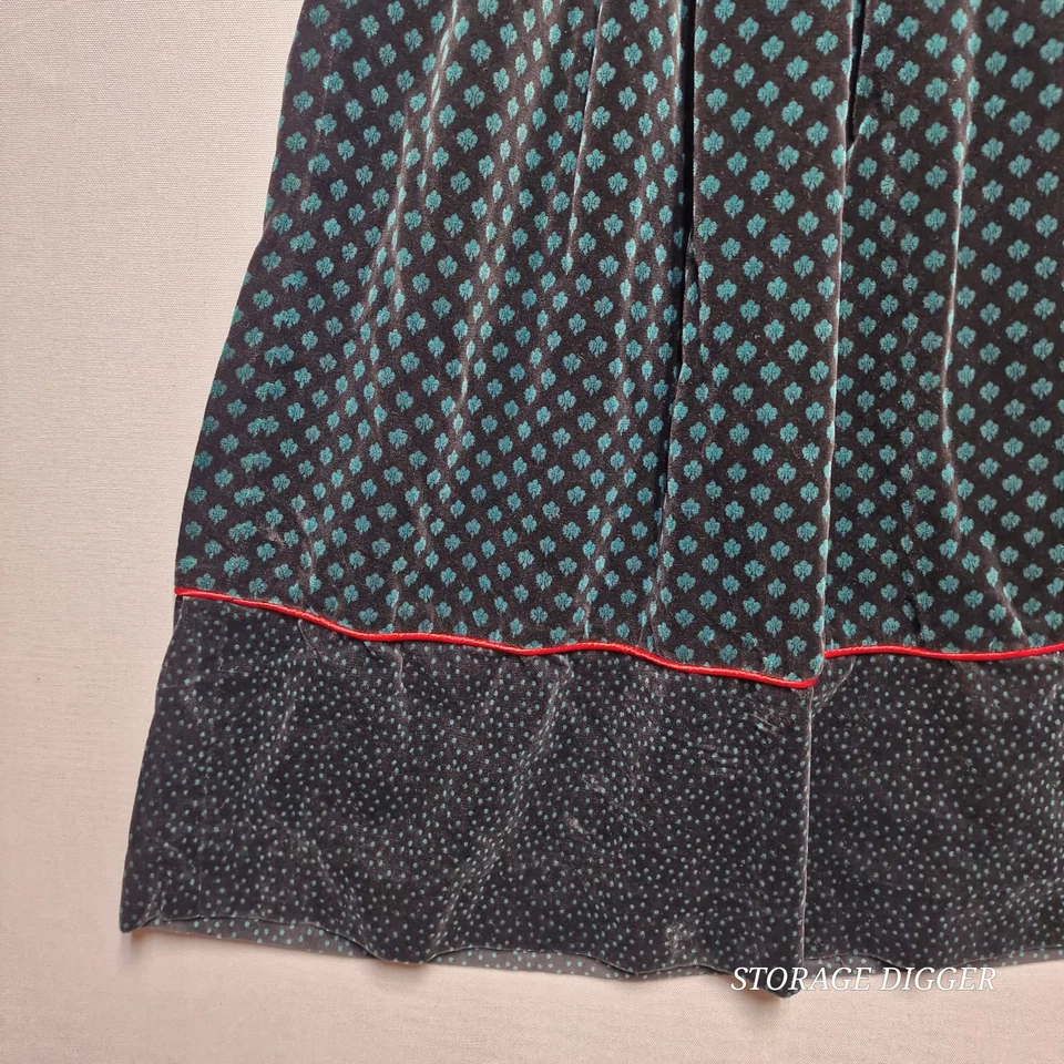 VTG Components by Susan Bristol Green Black Velvet Midi Skirt 100% Cotton Size 6 - Image 3 of 4
