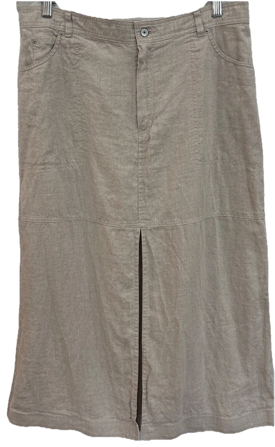 Nicole Miller Women's Sz XL Linen Euro FLAX Skirt Beige w/pockets