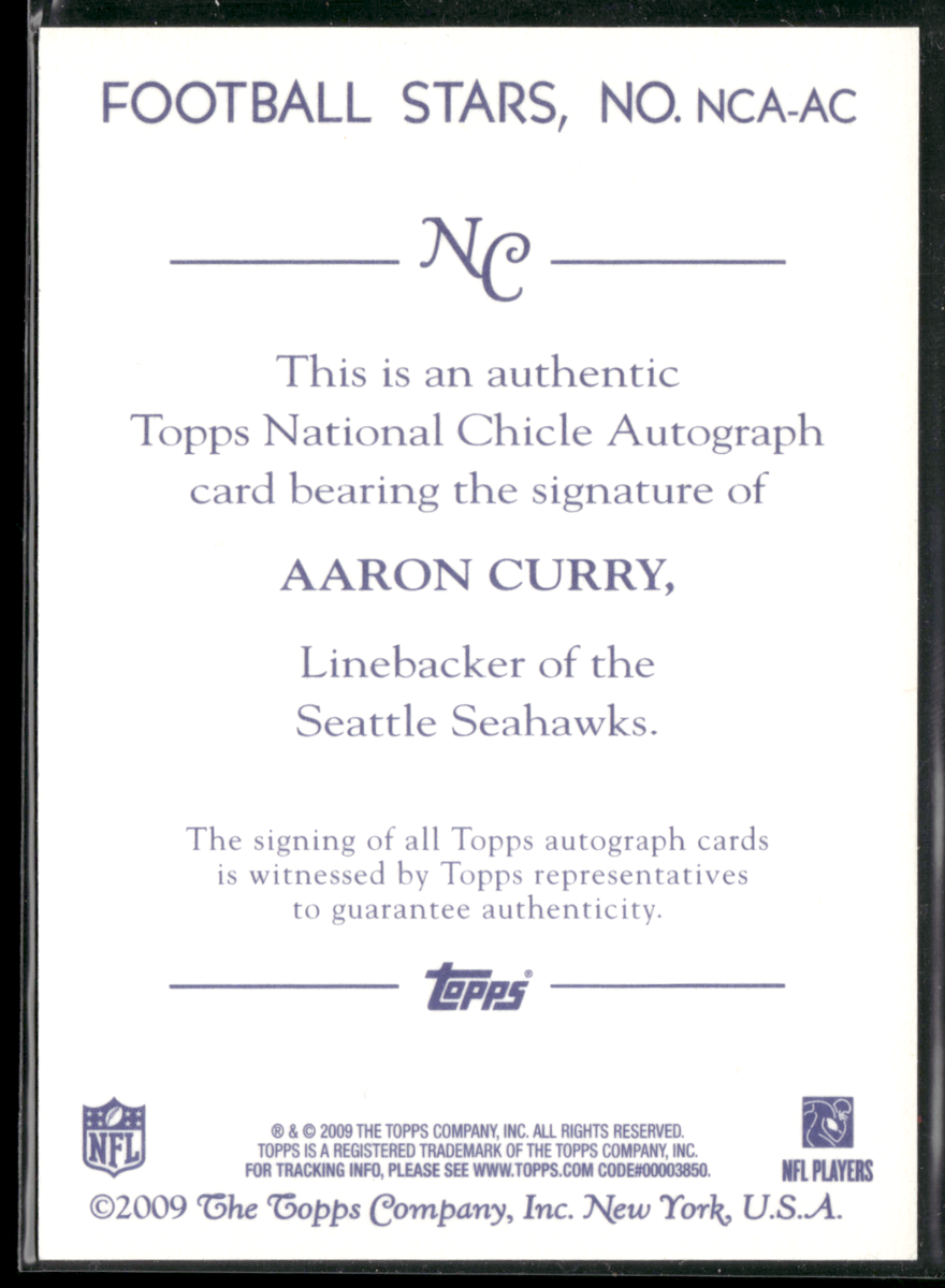 Aaron Curry サイン入りオートグラフカード 59 2009 Topps National Chicle - Autographs Aaron Curry #NCA-AC (AU