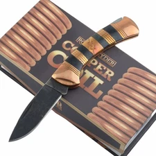 Rough Ryder Copper Coil Lockback Folding Pocket Knife RR1831 Black Bone