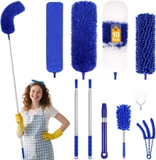 10PCS Dusters for Cleaning, Extendable Microfiber Duster with Extension Pole up 