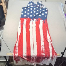 FARORO Women's XXL American Flag Maxi Dress Sleeveless Tank USA Stars Patriotic