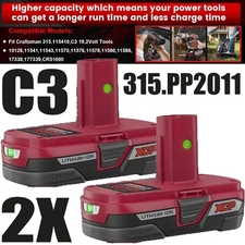 2Pack For CRAFTSMAN 19.2 VOLT C3 LITHIUM DIEHARD BATTERY PACK 315.PP2011 3.0Ah