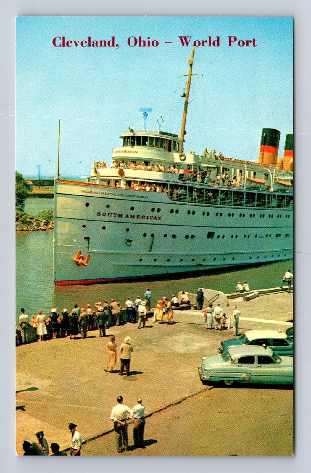 Cleveland OH-Ohio, SS South American Cruise Ship, Vintage Souvenir Postcard