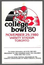 VERY RARE 1980 College Bowl Football Schedule !!!
