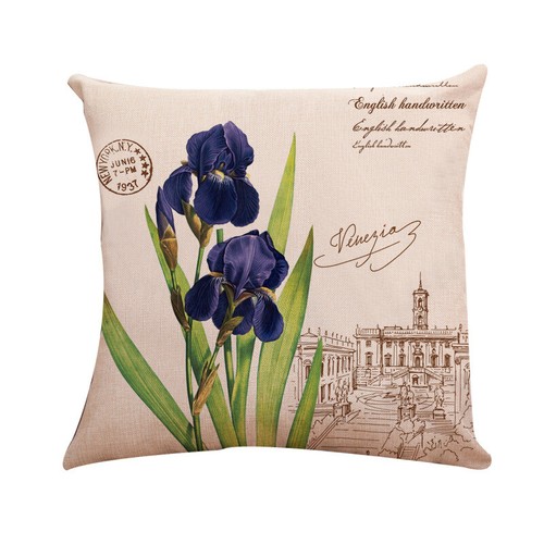 Flower Vintage Linen Pillow Case Flower Cushion Cover Waist Throw Home Sofa - Picture 5 of 5
