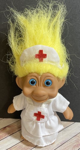 Vintage  Trolls Nurse 1991 Yellow Hair Red Cross 5” Tall Collectible Retired - Picture 1 of 4