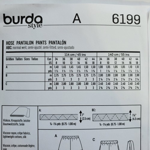 Burda 6199 Pants Shorts Ruffles Elastic Waist Super Easy Misses 8 - 18 UNCUT - Picture 4 of 5