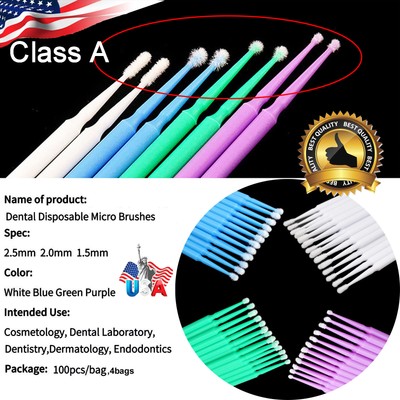 400 Pcs Dental Eye Micro Brush Tips Disposable Applicators Fine Regular Medium