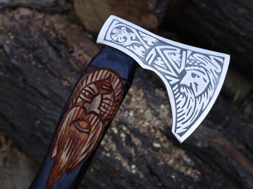Ascia vichinga lama acciaio al carbonio bellissima ascia Tomahawk fatta a mano con L/guainaBL-4735 - Foto 2 di 23