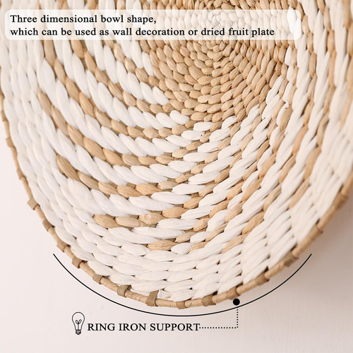 7 Pack Boho Wall Basket Decor - Seagrass Rattan Wicker Wall Decor round Handmade - Picture 5 of 12