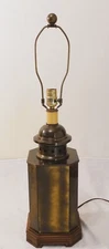 VINTAGE TELL CITY CHAIR CO. "TEA CADDY" BRONZE TONED TABLE LAMP