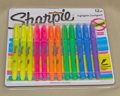 SHARPIE Pocket Style Highlighters Chisel Tip Fluorescent 12 Count Free Shipping