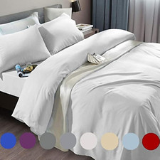 Luxury 1800 Thread Count Microfiber Bed Sheet Set King, White, 6-Piece