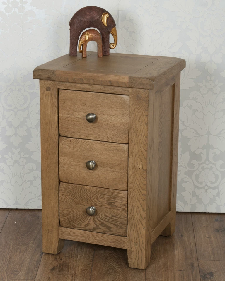 Bedside Table Solid Oak Pine Medium 3 Drawer In Dorset Country Assembled