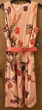 Vince Camuto A-line Coral Pink Floral Dress with Belt. Size 14